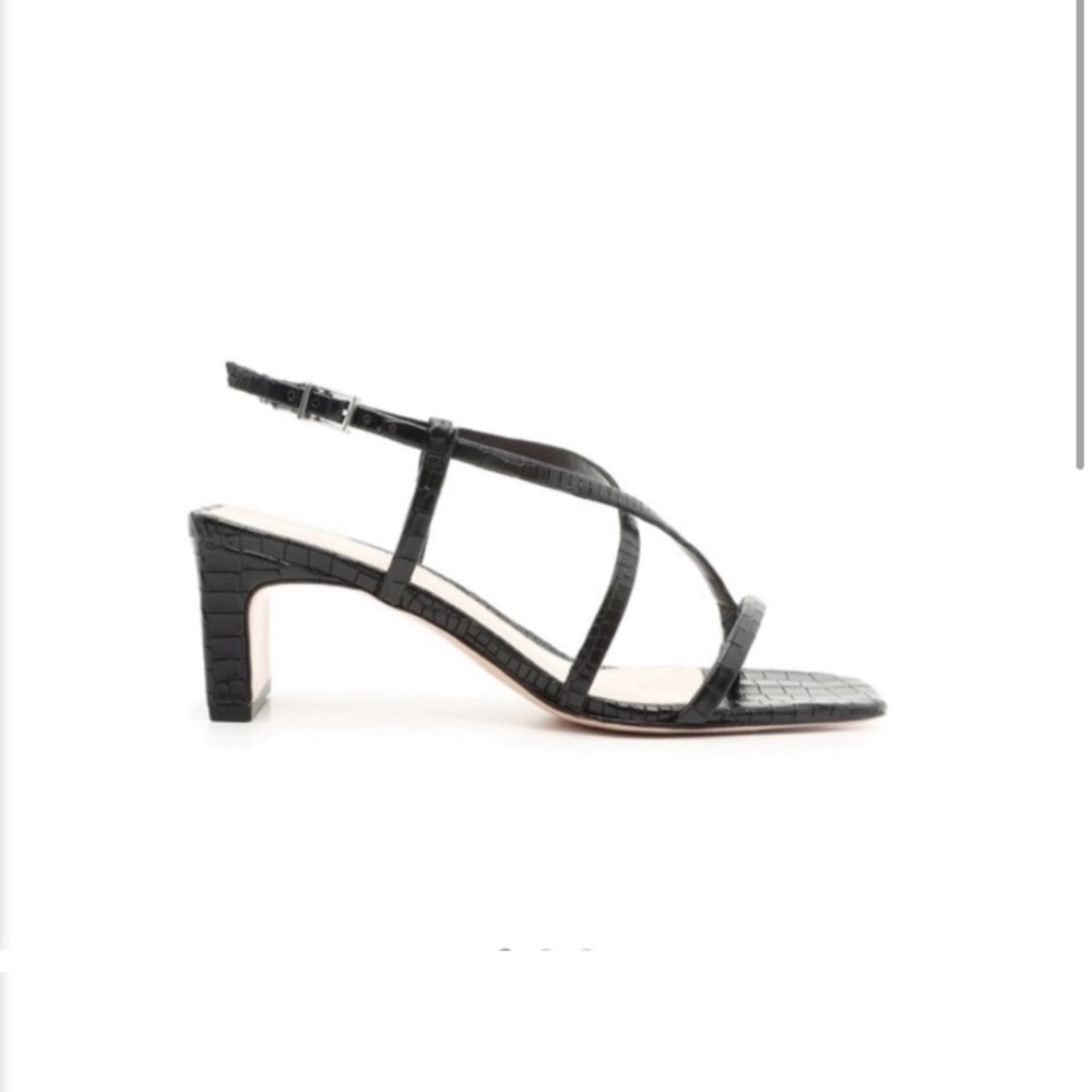 Schutz Kagenia Sandal - 8.5 / Black / Crocodile Effect Leather